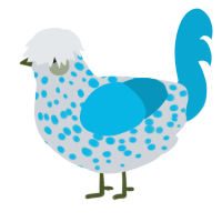 A mist and cerulean chicken with a speckle pattern