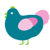 A sea and pink chicken