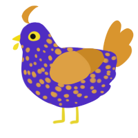 (unnamed), a indigo and orange chicken with a speckle pattern