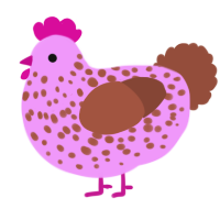 A lavender and russet chicken with a speckle pattern