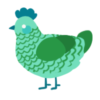 A mint and viridian chicken with a lace pattern