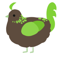 A bark and grass chicken with a neck-speckle pattern
