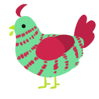 A spring and crimson chicken with a bar pattern