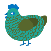 (unnamed), a turquoise and olive chicken with a lace pattern