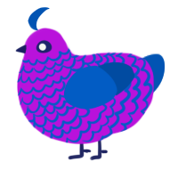 Grape, a amethyst and ultramarine chicken with a lace pattern