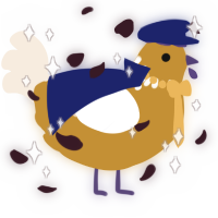 A gold and cream chicken with a neck-speckle pattern