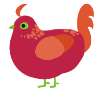 Cherry Cobbler, a crimson and vermilion chicken with a neck-speckle pattern