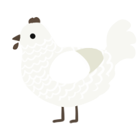 A white chicken with a lace pattern