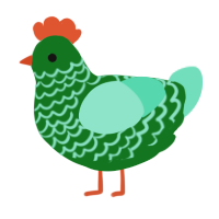 Leon, a leaf and mint chicken with a lace pattern