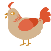 A beige and vermilion chicken with a neck-band pattern