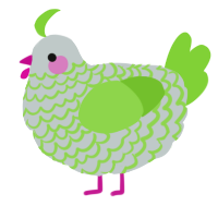 A silver and grass chicken with a lace pattern