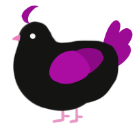 rhingus, a black and plum chicken