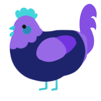 Jimothy, a navy and blurple chicken with a head pattern