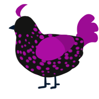 Into The Void, a black and plum chicken with a speckle pattern