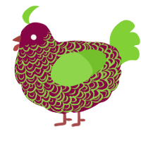 A maroon and grass chicken with a double-lace pattern