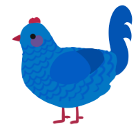 AY42, a sapphire and ultramarine chicken with a lace pattern