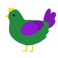 A viridian and violet chicken