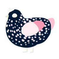 A tumblr and rose chicken with a speckle pattern