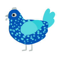 A ultramarine and aqua chicken with a speckle pattern