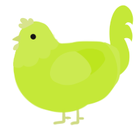 A lime chicken with a head pattern