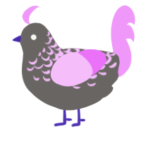 Playground Asphalt, a grey and lavender chicken with a half-lace pattern