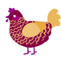 A maroon and honey chicken with a lace pattern