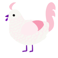 A white and rose chicken with a lace pattern