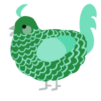 A viridian and mint chicken with a lace pattern