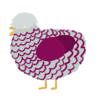 A silver and wine chicken with a lace pattern