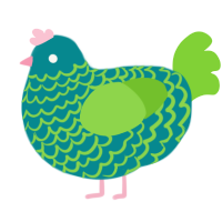 Sea Glass, a teal and grass chicken with a lace pattern