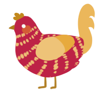 Simon Delliver, a crimson and honey chicken with a bar pattern