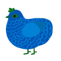 Orca, a ultramarine and sapphire chicken with a lace pattern