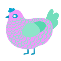 Seafoam, a lavender and mint chicken with a lace pattern