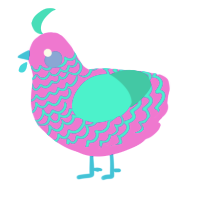 Ultra Vice Guava, a lavender and turquoise chicken with a lace pattern