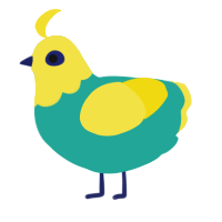 (unnamed), a turquoise and yellow chicken with a head pattern