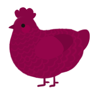 A maroon chicken with a lace pattern