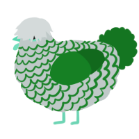 A silver and leaf chicken with a lace pattern