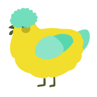 A yellow and mint chicken