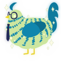 A gluppy and sapphire chicken with a bar pattern