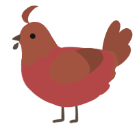 A red and russet chicken with a head pattern