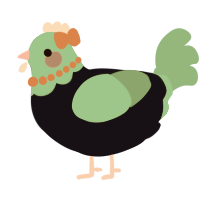 A tumblr and turquoise chicken with a head pattern