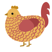A honey and red chicken with a lace pattern