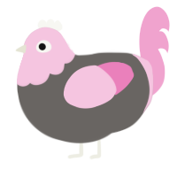 A grey and pink chicken with a head pattern