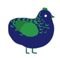 A navy and viridian chicken with a half-lace pattern