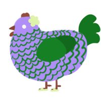 Onion, a lilac and leaf chicken with a lace pattern