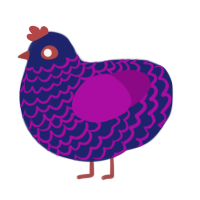 Sunset, a navy and plum chicken with a lace pattern