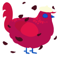 A wine and maroon chicken with a neck-speckle pattern