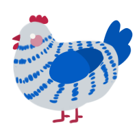A mist and ultramarine chicken with a bar pattern