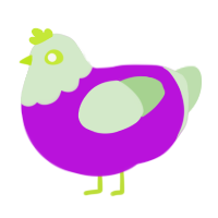 A amethyst and gluppy chicken with a head pattern
