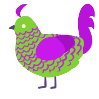 A grass and amethyst chicken with a lace pattern